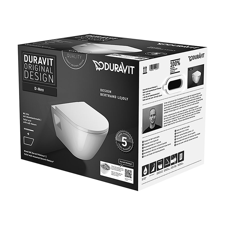 Cuvette murale Set MATRIX UP se compose de cuvette murale Rimless et siège de WC avec amortissement, ATTACHEMENT VISIBLE, standard, blanc