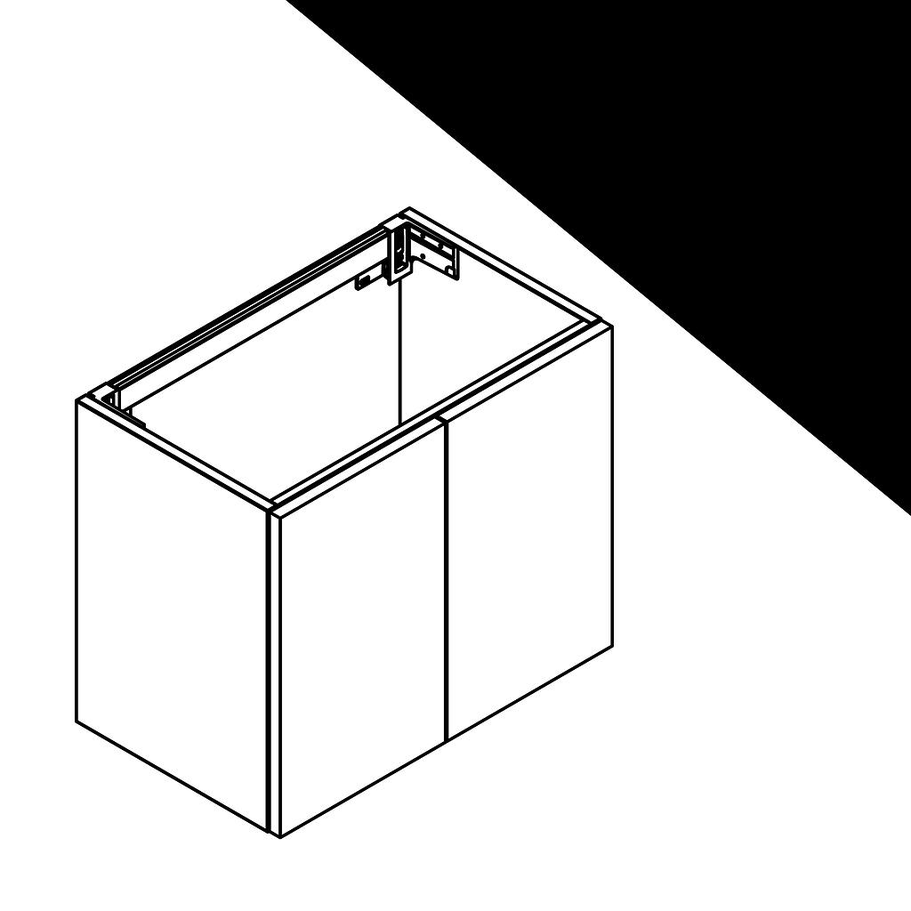 Elément inférieur sous-lavabo , L60xH50xP 36.5 cm, Caisson int. 10F-Nob.Grigio fumé, 2 portes 30/30 cm, Set-up, corps/faces laqué, Finitions Laqué couleur mate NERO OPACO (203), SYSTEM M, poignées PUSH & PULL