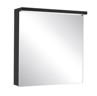 Armoire de toilette ADVANCED Line Ultimate TW ALU1 60/1/TW/L, dim. 60 x 70 x 12 cm profil en aluminium, avec paroi arrière en miroir, prises double en bas à gauche, porte à double miroir charnières à gauche, LED dimmable, en haut et en bas, dessus et dessous séparément commutable 2000-6500 K, bouton pour les fonctions à l'intérieur du profilé latéral, miroir grossissant IP44, noir mat