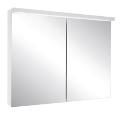 Armoire de toilette ADVANCED Line Ultimate TW ALU1 100/2/TW, dim. 100 x 70 x 12 cm profil en aluminium, prises double en bas à la paroi intermédiaire, 2 portes à double miroir, LED dimmable, en haut et en bas, dessus et dessous séparément commutable 2000-6500 K, bouton pour les fonctions à l'intérieur du profilé latéral, miroir grossissant IP44, argent éloxé