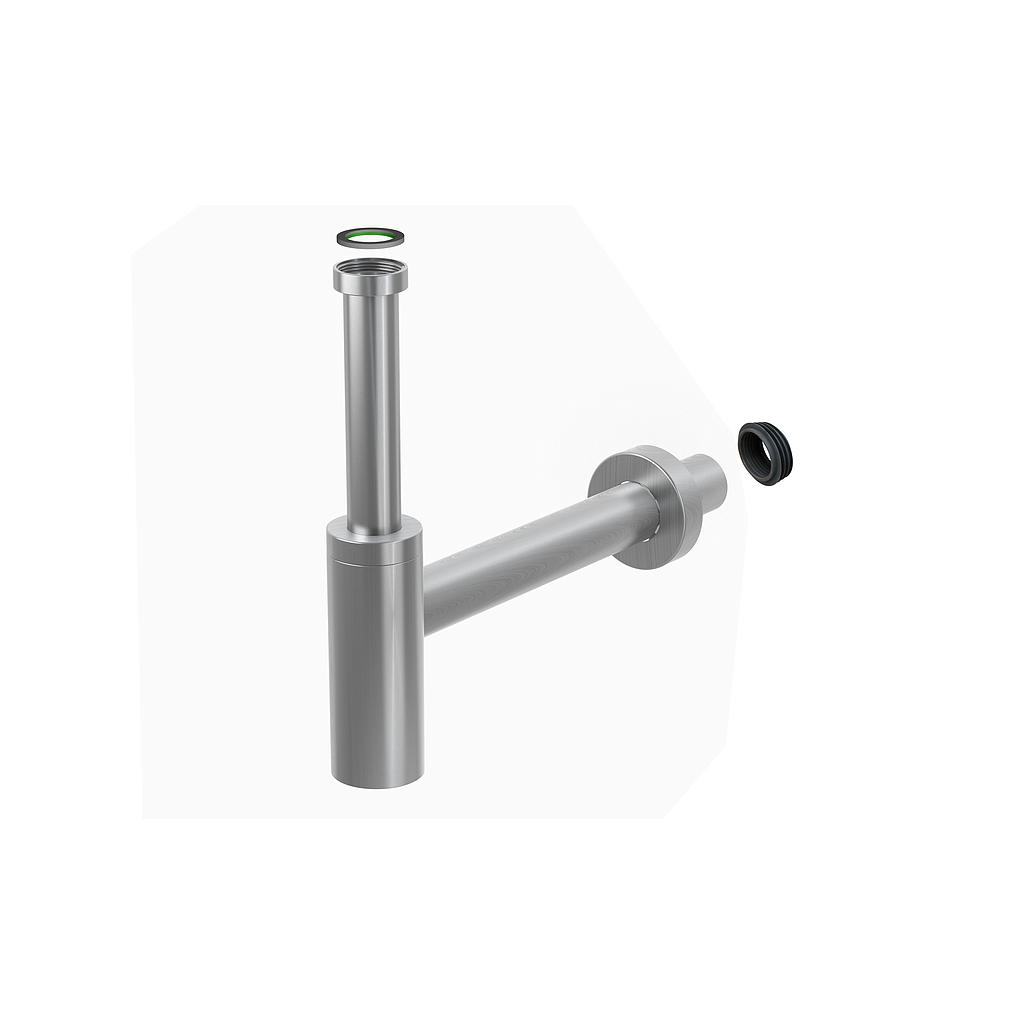 Siphon de lavabo INOX MATER 1 1/4" x 40 mm, acier inoxydable y compris joint connecteur, inox brossé