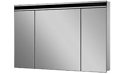 Armoire de toilette AVANCE NEW LED, 120 x 77,3 x 12,5 cm profil en aluminium, 2 prises doubles en bas, 3 portes à doubles miroir (30/60/30) éclairage LED en haut 4582 en bas 1880 Lumen, IP24 réglable (Dali) 4000K, blanc