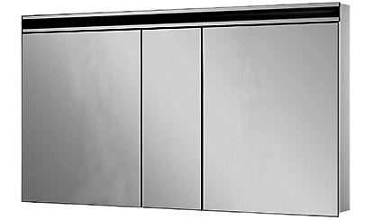 Armoire de toilette AVANCE NEW LED, 150 x 77,3 x 12,5 cm profil en aluminium, 2 prises doubles en bas, 3 portes à doubles miroir (60/30/60) éclairage LED en haut 5728 en bas 2360 Lumen, IP24 réglable (Dali) 4000K, blanc