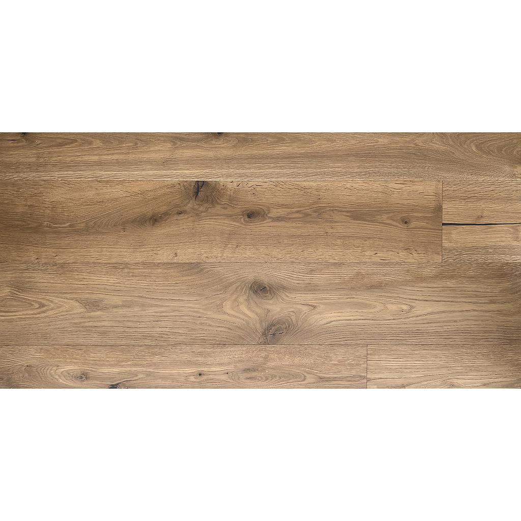 Parquet rainé-crêté 3 plis Edition RUSTIQUE 1050 - Chêne brossé, huilé - couleur SCHRECKHORN - couche d'usure 3.6 mm - 2200 x 192 x 15 - 2.688m2/cart. - 94.08m2/pal. - 7.5kg/m2