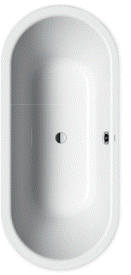 Baignoire CLASSIC DUO OVAL 180 x 80 x 43 cm, acier isolation phonique - Blanc alpin