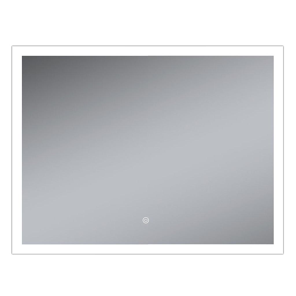 Miroir LED Faro aluminium 90 X 70 X 3.3 CM, cadre en alu glace miroir de 5 mm, cadre en acrylique bicolore éclairé par des LED 4000/6000 K, pose verticale ou horizontale au choix, capteur tactile pour la mise en marche et l'arrêt, avec matériel de fixation