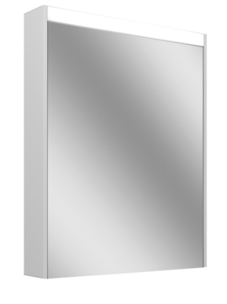 Armoire de toilette OBJECT LINE Comfort LED couleur lum. blanc froid 4000K - 60/1/LED, profil en aluminium, p. montage AP ou UP 59,5 x 70/74,2 x 12 cm prise double en haut à droite ou à gauche, porte à double miroir, charnières à gauche ou à droite, 10 W, IP44, classe énergétique D, blanc