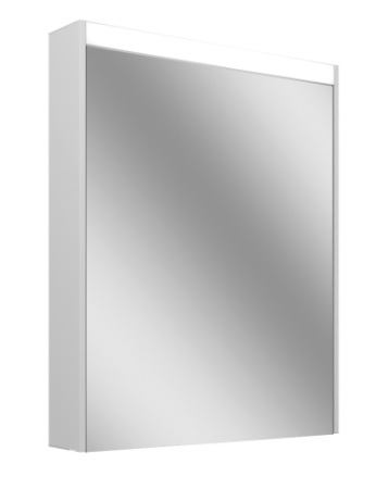 Armoire de toilette OBJECT LINE Superior LED couleur lum. blanc froid 4000K - 50/1/LED/L, profil en aluminium, p. montage AP ou UP 49,5 x 70/74,2 x 12 cm prise double en bas à gauche porte à double miroir, charnières à gauche ou à droite, éclairage en haut et en bas, 2 x 8,2 W, IP44, classe énergétique E, blanc