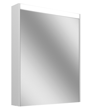 Armoire de toilette OBJECT LINE Superior LED couleur lum. blanc froid 4000K - 50/1/LED/R, profil en aluminium, p. montage AP ou UP 49,5 x 70/74,2 x 12 cm prise double en bas à droite porte à double miroir, charnières à gauche ou à droite, éclairage en haut et en bas, 2 x 8,2 W, IP44, classe énergétique E, blanc