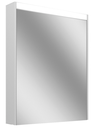 Armoire de toilette OBJECT LINE Superior LED couleur lum. blanc froid 4000K - 60/1/LED/L, profil en aluminium, p. montage AP ou UP 59,5 x 70/74,2 x 12 cm prise double en bas à gauche porte à double miroir, charnières à gauche ou à droite, éclairage en haut et en bas, 2 x 10 W, IP44, classe énergétique E, blanc