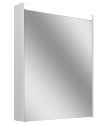 Armoire de toilette OBJECT LINE Superior LED couleur lum. blanc froid 4000K - 60/1/LED/R, profil en aluminium, p. montage AP ou UP 59,5 x 70/74,2 x 12 cm prise double en bas à droite porte à double miroir, charnières à gauche ou à droite, éclairage en haut et en bas, 2 x 10 W, IP44, classe énergétique E, blanc