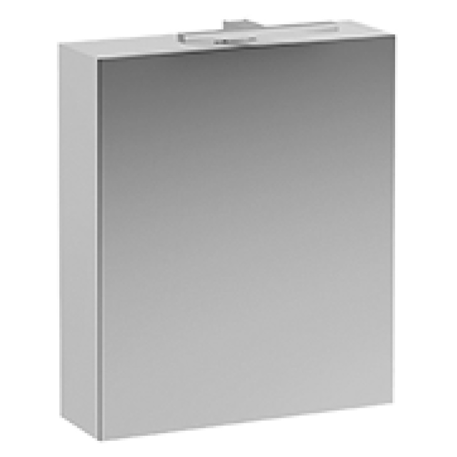 Armoire de toilette Base LED standard 60,0 x 70,0 x 18,5 cm 1 porte à double miroir charnière à gauche éclairage LED 4000 Kelvin 1x 7 W, IP44, Blanc mat