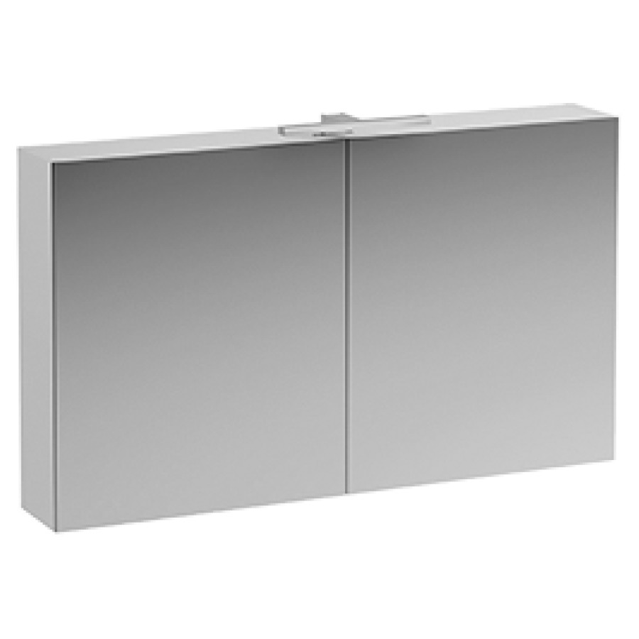 Armoire de toilette Base LED standard 120,0 x 70,0 x 18,5 cm 2 portes à double miroir éclairage LED 4000 Kelvin 1x 7 W, IP44, Blanc mat