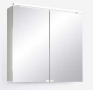 Armoire de toilette PRESTO 120 cm, L120xH74,4xP16,8 cm, 2 portes, avec prise double à gauche ou à droite (à définir), LED 120 cm 4000K/23W/12V/1692 LM, certifié IP44, côté visibles Modern