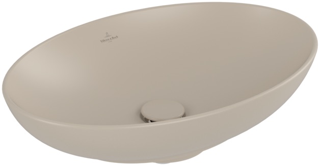 Lavabo à poser Loop & Friends 56 x 38 cm, céramique, ovale sans trop-plein, cleaneffect, Almond