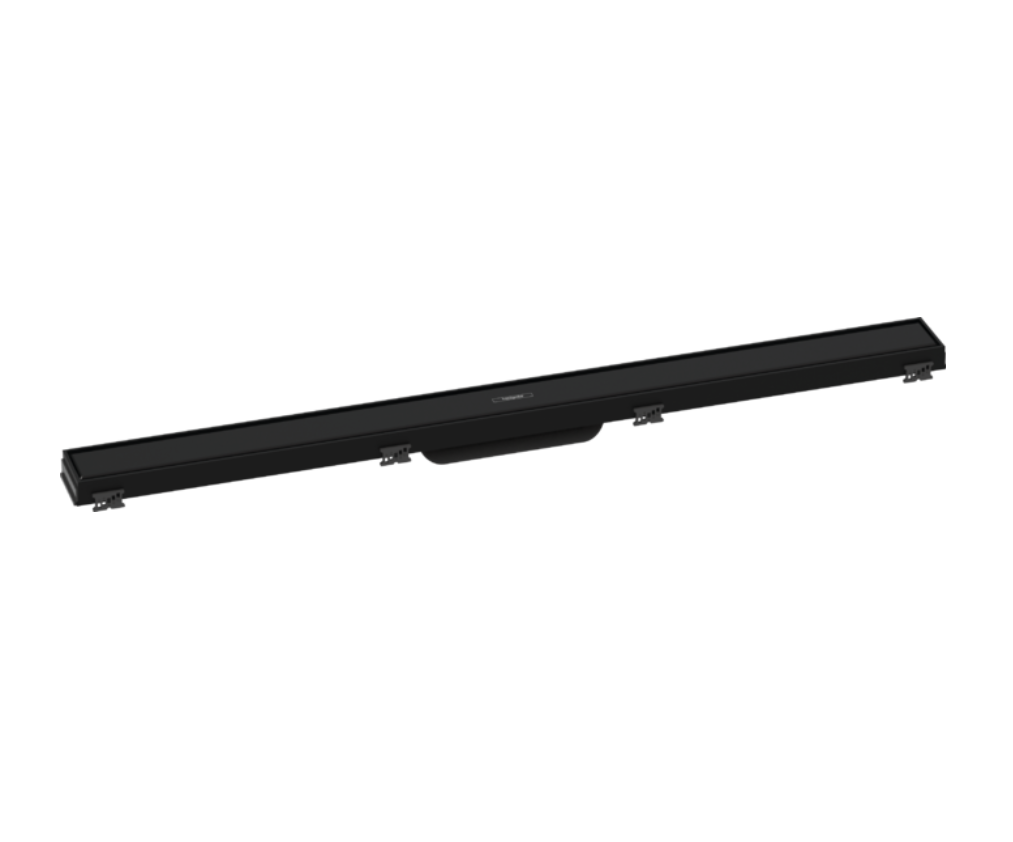 [1620C1747] Rigole de douche RAINDRAIN MATCH 100 cm, recouvrement design cadre réglable en hauteur bride de montage mural sans set d'installation 56014180, Noir mat