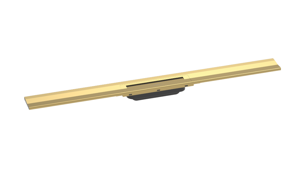 Rigole de douche RAINDRAIN FLEX 100 cm, recouvrement design insert amovible raccourcissable pour montage mural, sans corps à encastrer 01000180/01001180/01002180, optique de l'or