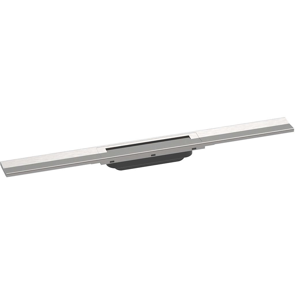 Rigole de douche RAINDRAIN FLEX 70 cm, recouvrement design insert amovible raccourcissable pour montage libre, sans corps à encastrer 01000180/01001180/01002180, acier inoxydable brossé