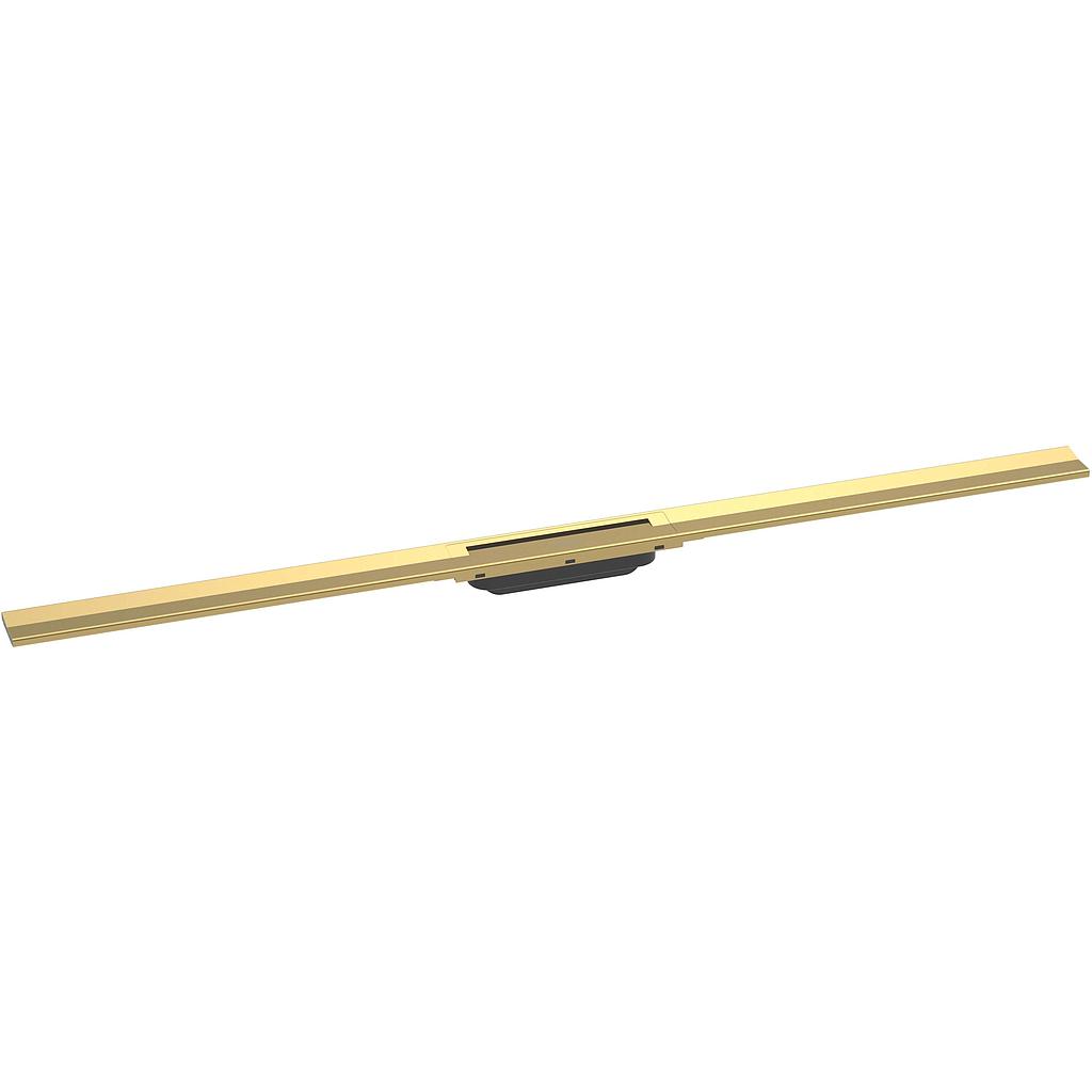 Rigole de douche RAINDRAIN FLEX 90 cm, recouvrement design insert amovible raccourcissable pour montage libre, sans corps à encastrer 01000180/01001180/01002180, optique de l'or