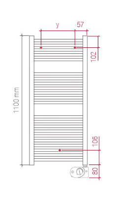 Radiateur sèche-serviettes SANTIAGO Cintré, H 111 x L 50 cm, 300 W, électrique, thermostat SMART Plus, chromé