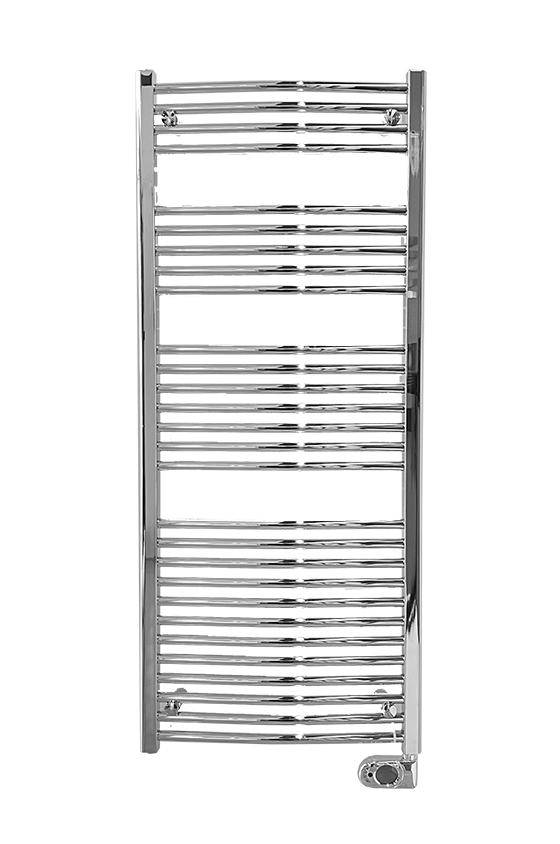 Radiateur sèche-serviettes SANTIAGO Cintré, H 142 x L 60 cm, 500 W, électrique, thermostat SMART Plus, chromé