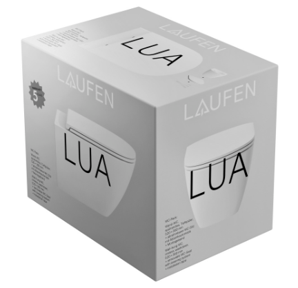 Cuvette murale Set LUA UP se compose de cuvette murale Lua UP Advanced rimless H820080 et siège de WC Lua Slim H891083 avec abaissement automatique, matériel de fixation, standard, blanc