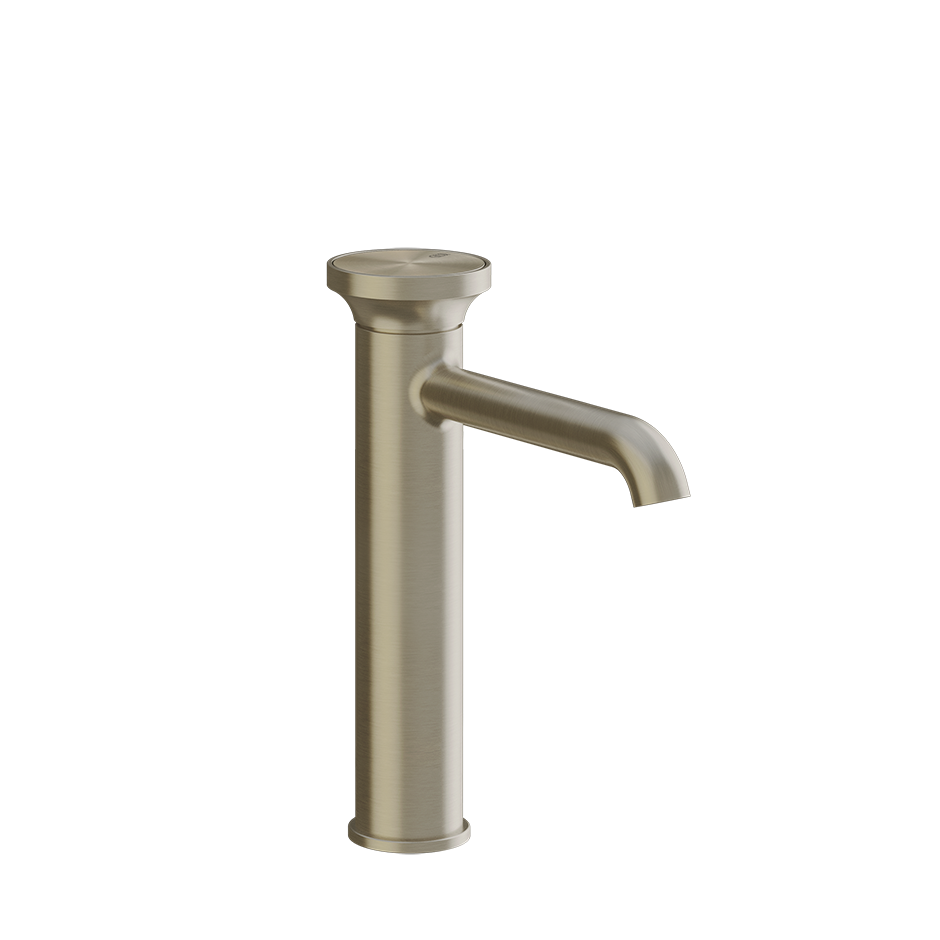 Mitigeur lavabo moyen ORIGINI S 164 mm H goulot 174 mm sans vidage, avec flexibles de raccordement. Insert en finition inclus. Combiner avec finitions différentes avec insert 66600 ou insert ART 66602, 708 Copper Brushed PVD
