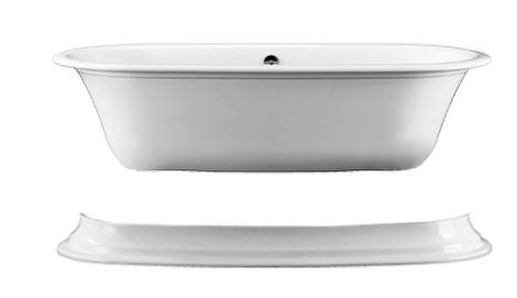 Baignoire Radford/Elwick 190,2 x 91 x 65 cm Quarrycast, pose libre avec trop-plein sans pieds avec base de bain ELW-B-SW, standard, blanc