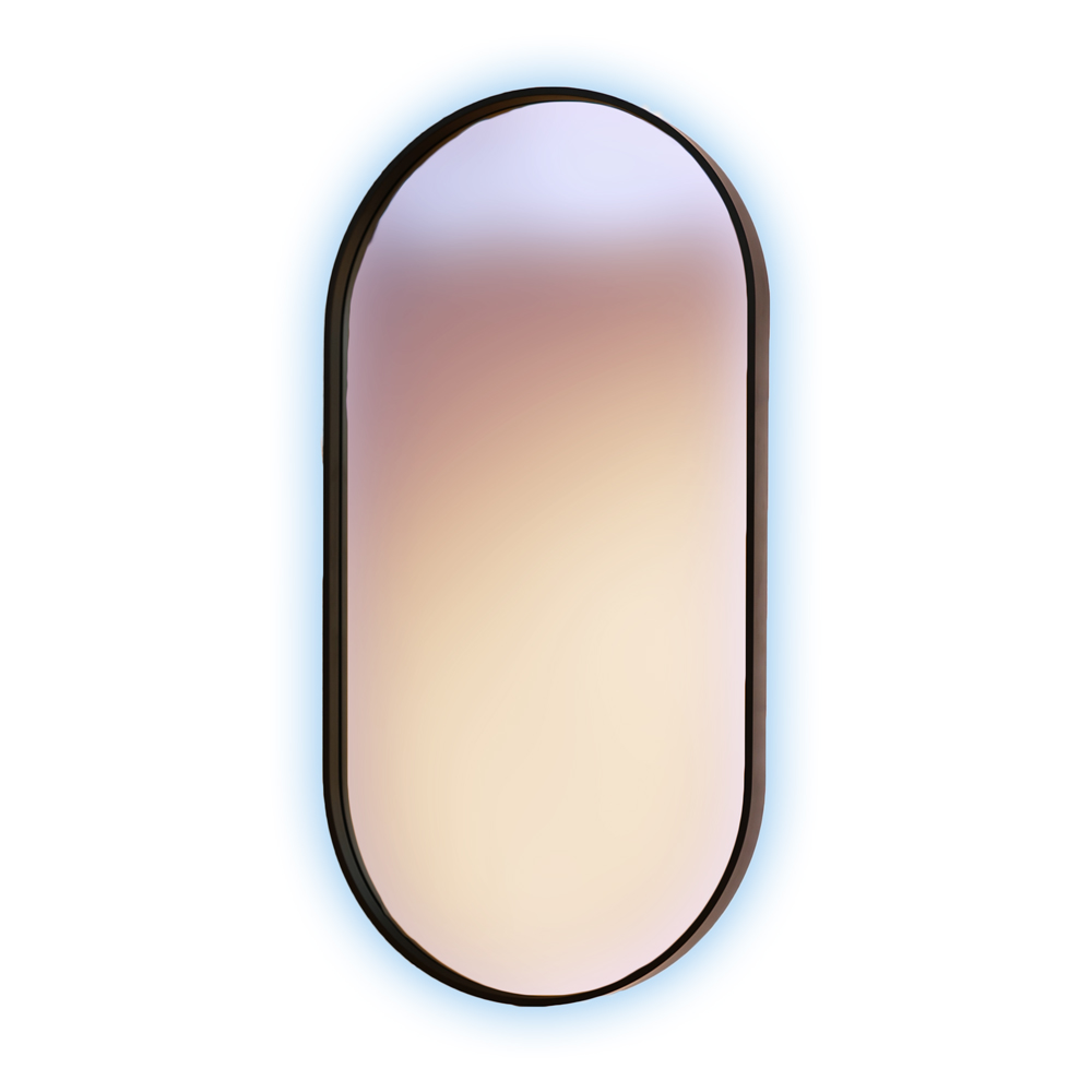 Miroir oval SPECTRAL LED H 90 x L 45 x E 6.2 cm avec cadre aluminium noir mat, interrupteur tactile ON/OFF, lumière dimmable 2700 K à 6500 K, anti-buée, sans prise