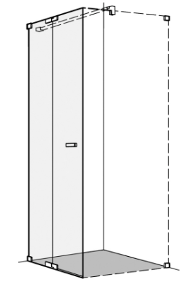 Porte battante S808 pour cloison latérale, sans cadre, avec élément fixe pour cloison latérale 70-100 cm, H 200 cm, montage à gauche, verre véritable claire, NOIR MAT