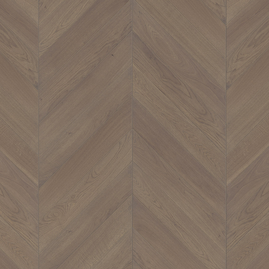 Parquet 3plis Trendtime 10 Chevron 45° (point de Hongrie) - Natur- chêne Terra vernis mat - 1 frise monol.mini-chf-610x90x15mm-CU: 3.5mm - raine-crêté - 0.878 m2/cart. - 42.163m2/palette - 8.69 kg/m2