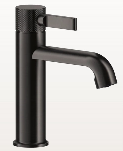 Mélangeur de lavabo INCISO, S 135 mm, goulot fixe sans vidage, tuyaux de raccordement flexibles 3/8", groupe acoustique NT, 707 BLACK METAL BRUSHED PVD