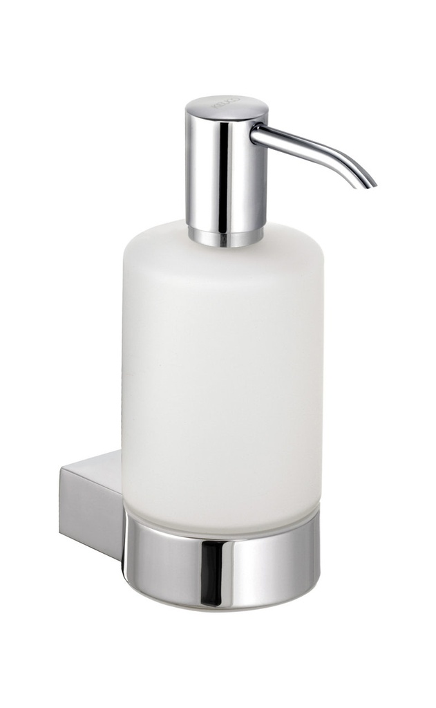 Distributeur de lotion Plan récipient en verre cristal mat contenance 0,25 litre complet, chromé