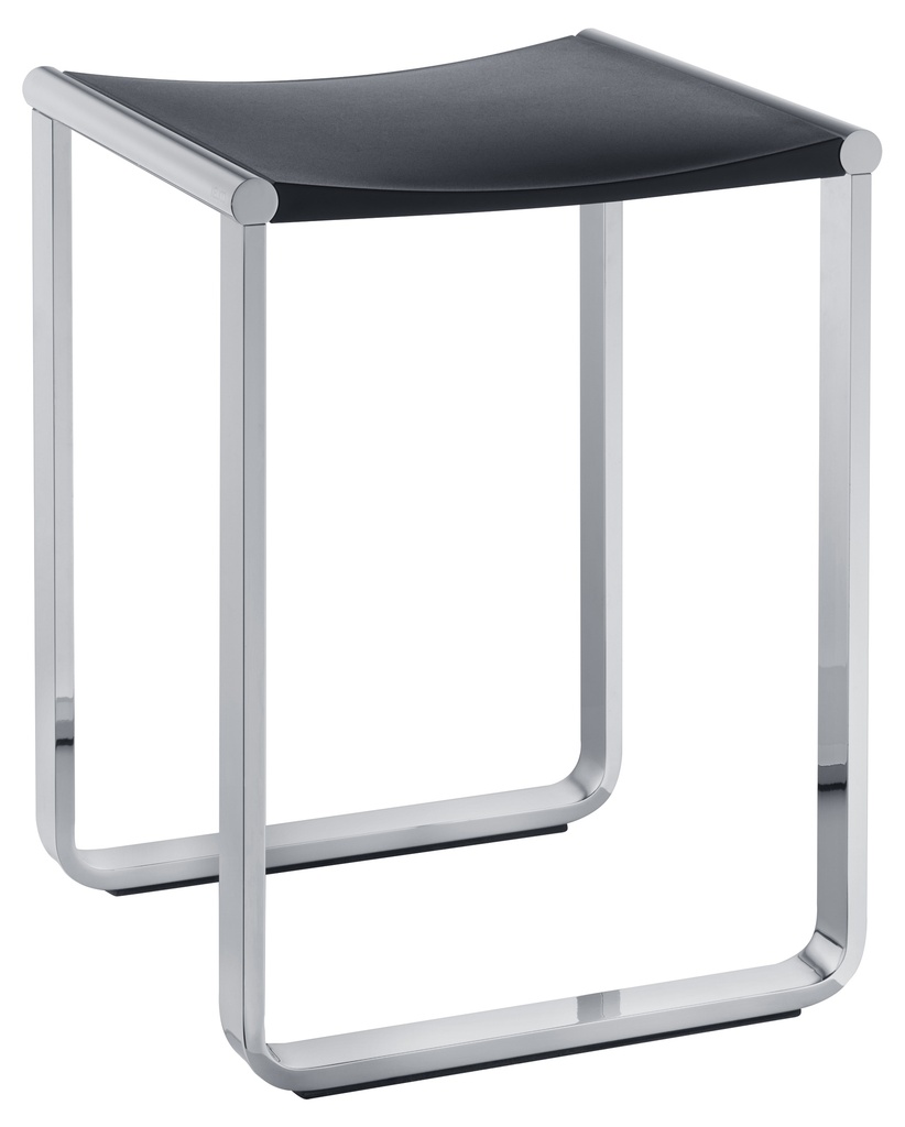 Tabouret Plan adapté pour le domaine mouillé, limite de charge 100 kg, chromé - gris foncé (RAL7021)