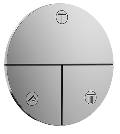 Robinet UP SHOWERSELECT COMFORT S set de montage final D 15,5 cm, pour commander 3 fonctions, robinet Start/Stop, bouton Select débit 32 l/min, sans corps à encastrer 757 049, chromé