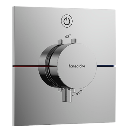 Thermostat SHOWERSELECT COMFORT E UP set de montage final 15,5 x 15,5 cm, pour commander 1 fonction, robinet Start/Stop bouton Select, débit 20,3 l/min, sans corps à encastrer 757 049, chromé