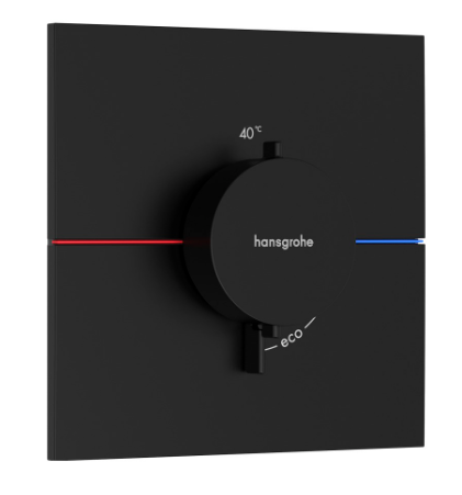 Thermostat SHOWERSELECT COMFORT E UP set de montage final 15,5 x 15,5 cm, pour commander 1 fonction, débit 28,8 l/min sans corps à encastrer 757 049, noir mat