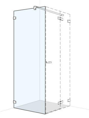 Cloison latérale S606Plus - 70,1-100 cm, H 200 cm pour portes battantes sans cadre, montage à gauche MESURES EXACTES SELON PRISE DE MESURE, verre véritable clair, couleur spéciale Optique GOLD