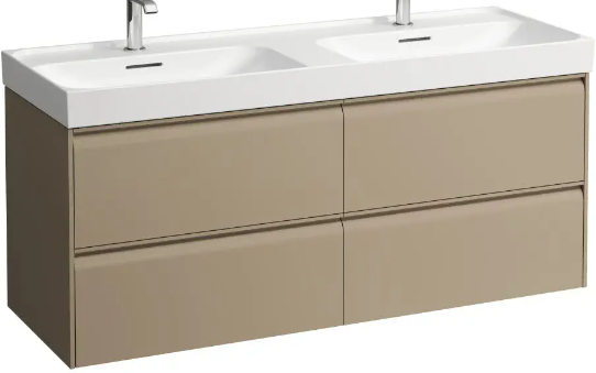 Elément inférieur MEDA 128,4 x 51,5 x 44,8 cm 2 éléments à chacune 2 tiroirs pour lavabo double 213 161/162, Multicolor 65 Cappuccino