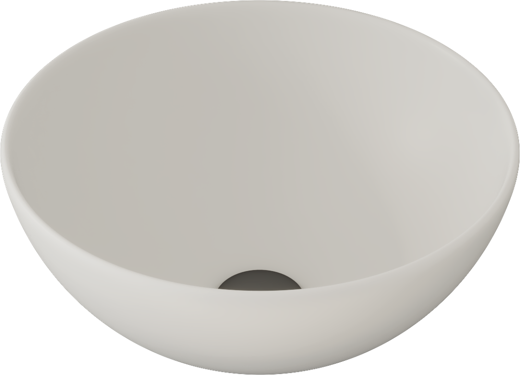 Lavabo à poser rond DYNAMIC en Quarex, diam. 40 cm - H. 16 cm, texture lisse, sans trop-plein, bonde Clic-Clac universelle incluse - Couleur MACCHIATO