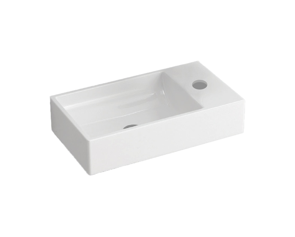 Lave-mains mural Argos 46 x 26 x 10,5 cm, céramique sans trop-plein, 1 trou à droite, standard, blanc