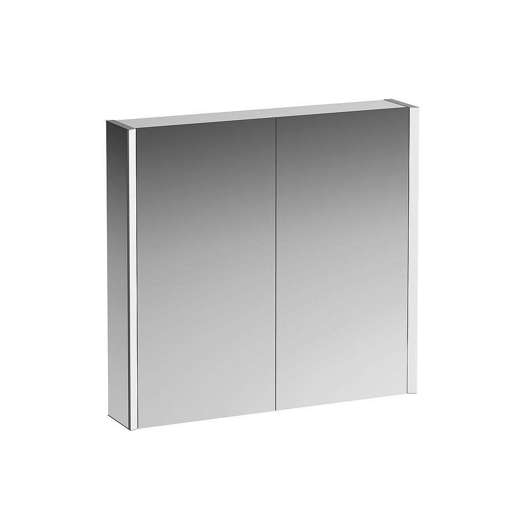 Armoire de toilette FRAME 25 LED 80,0 x 75,0 x 15,0 cm 2 portes à double miroir 2 prises, éclairage LED vertical, 4000 Kelvin, 2x 14 W IP44, miroir