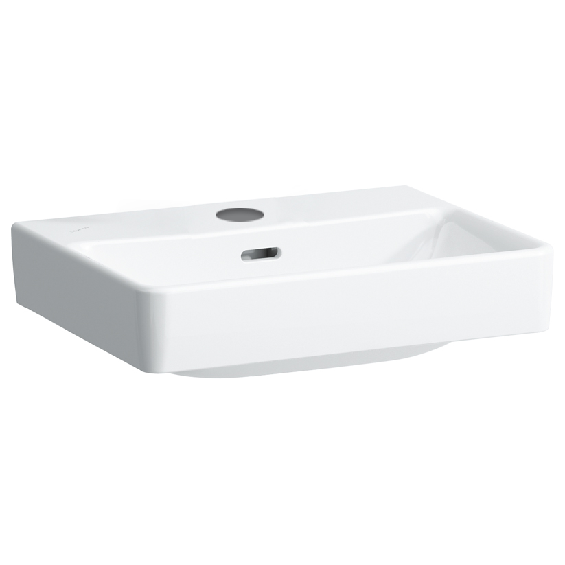 Lavabo PRO S 55 x 46,5 cm, céramique pour meuble suspendu, avec trop-plein, 1 trou robin., standard, blanc