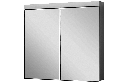 Armoire de toilette DUPLEX NEW LED, 80 x 75,5 x 12,5 cm profil en aluminium, prise double, 2 portes à doubles miroir (40/40) éclairage LED 3780 Lumen, IP24, réglable (Dali), 4000K, blanc