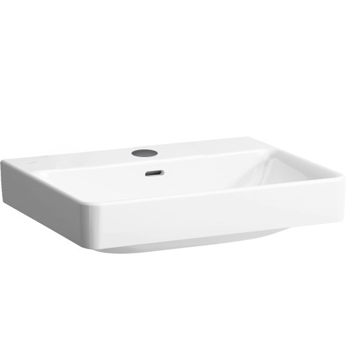 Lavabo PRIVO 60 x 46,5 cm, céramique pour meuble suspendu, avec trop-plein, 1 trou robin., standard, blanc