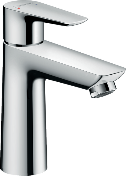 Mélangeur de lavabo TALIS E 110, S 112 mm, goulot fixe débit 5 l/min, vidage excentrique, groupe acoustique I, classe énergétique A, chromé
