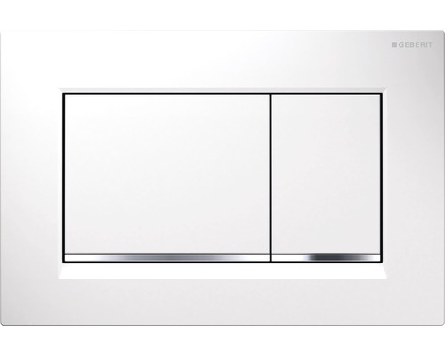 Plaque de fermeture SIGMA30 Square matière synthétique, commande à deux quantités par devant, Plaque et touches blanc brillant - bande chromé brillant, 115.883.KJ.1