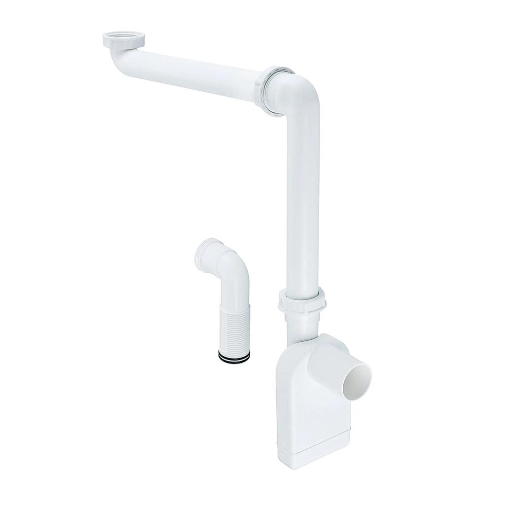 Siphon compact gain de place, faible profondeur PROFI-LINE, avec manchon de raccordement, 1 1/4" x 40 mm, avec connecteur de siphon, blanc