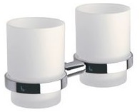 Porte-verres double FORUM rosace ronde, 2 verres satinés, chromé