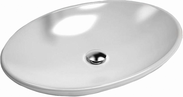 Vasque à poser OVAL en céramique L 62 x P 45 x H 9 cm sans trop-plein, sans bonde, blanc